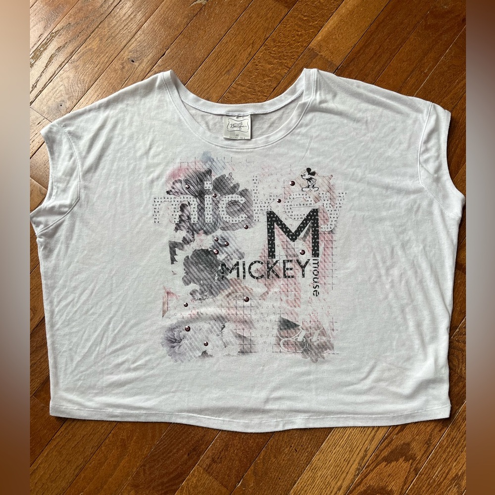 Disney White Mickey Mouse Graphic Top, Size XXL